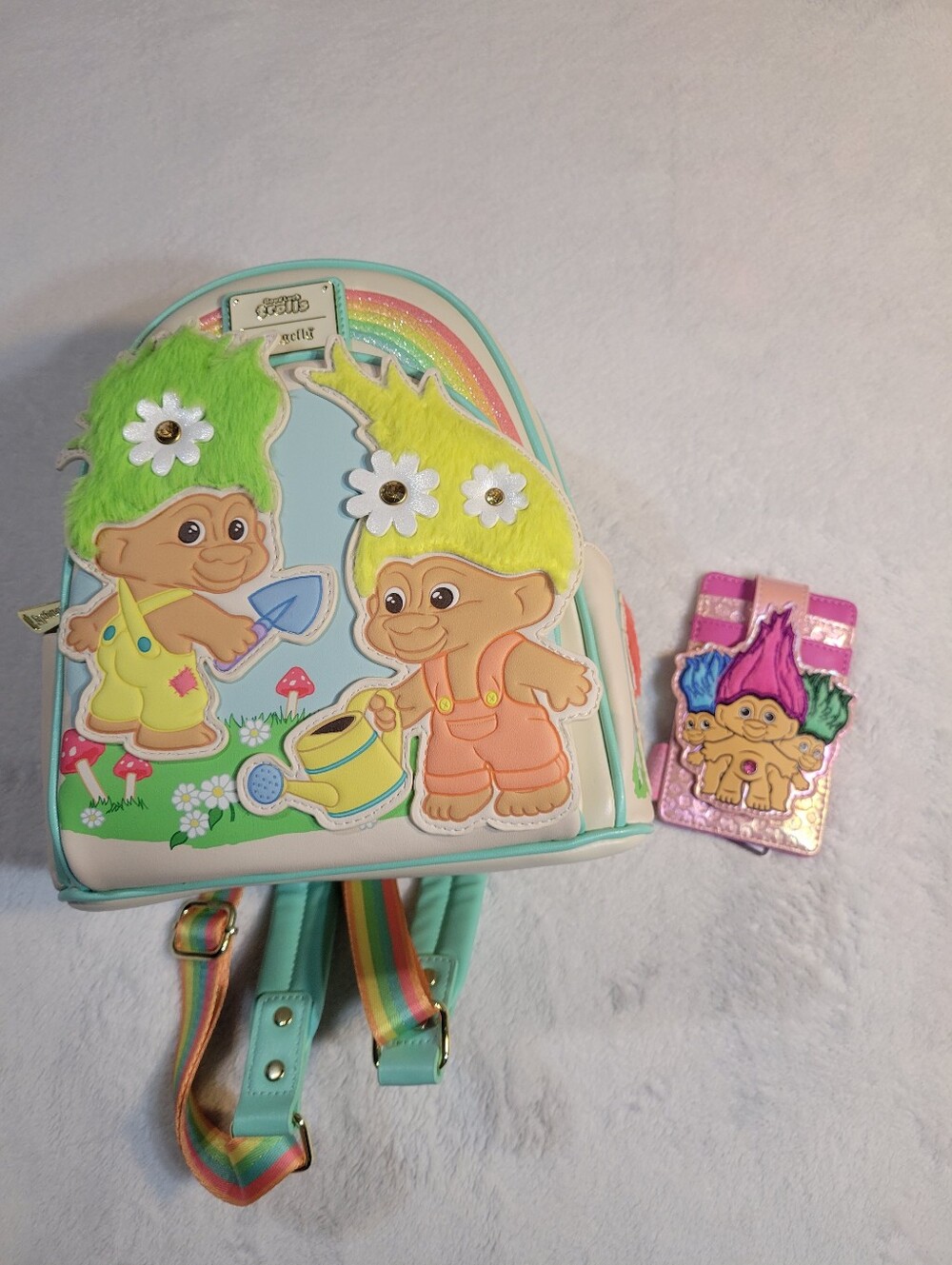 Classic Good Luck Trolls Plush Loungefly Exclusive Mini Backpack Cardholder NWT